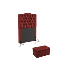 Kit Cabeceira Pollux 90 Modulada Estofada e Calçadeira Sagitarius A-020 Couro Artificial Vermelho Aradecor Kit Cabeceira Pollux 90 Modulada Estofada e Calçadeira Sagitarius A-020 Couro Artificial Vermelho Aradecor