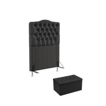 Kit Cabeceira Pollux 90 Modulada Estofada e Calçadeira Sagitarius N-022 Veludo Chumbo Aradecor Kit Cabeceira Pollux 90 Modulada Estofada e Calçadeira Sagitarius N-022 Veludo Chumbo Aradecor
