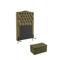 Kit Cabeceira Pollux 90 Modulada Estofada e Calçadeira Sagitarius N-029 Veludo Capuccino Aradecor