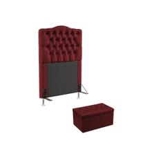 Kit Cabeceira Pollux 90 Para Cama Box de Solteiro e Calçadeira Sagitarius N-033 Veludo Vermelho Aradecor Kit Cabeceira Pollux 90 Para Cama Box de Solteiro e Calçadeira Sagitarius N-033 Veludo Vermelho Aradecor