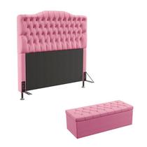 Kit Cabeceira Pollux e Calçadeira Sagitarius 140 Para Cama de Casal Sued Rosê Aradecor Kit Cabeceira Pollux e Calçadeira Sagitarius 140 Para Cama de Casal Sued Rosê Aradecor