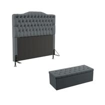 Kit Cabeceira Pollux e Calçadeira Sagitarius 160 Para Cama Queen Sued Cinza Aradecor Kit Cabeceira Pollux e Calçadeira Sagitarius 160 Para Cama Queen Sued Cinza Aradecor