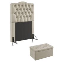 Kit Cabeceira Pollux e Calçadeira Sagitarius 90 Para Cama de Solteiro Bege Aradecor Kit Cabeceira Pollux e Calçadeira Sagitarius 90 Para Cama de Solteiro Bege Aradecor