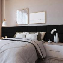 Kit Cabeceira Preta 30x40cm Modulada Estofada para Cama Box Casal