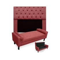 Kit Cabeceira Queen Lady 160 cm Mais Calçadeira Felix 160 cm Suede Vermelho Kit Cabeceira Queen Lady 160 cm Mais Calçadeira Felix 160 cm Suede Vermelho