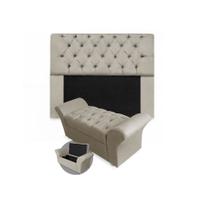 Kit Cabeceira Queen Lady 160 cm Mais Calçadeira Veneza 160 cm Suede Bege