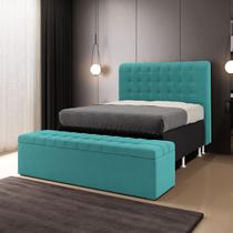 Kit Cabeceira Rana 160 Modulada Estofada e Calçadeira Alpha Z-016 Sued Azul Turquesa Aradecor Kit Cabeceira Rana 160 Modulada Estofada e Calçadeira Alpha Z-016 Sued Azul Turquesa Aradecor