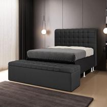 Kit Cabeceira Rana 160 para Cama Box Queen e Calçadeira Alpha A-012 Couro Artificial Preto Aradecor