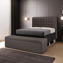 Kit Cabeceira Rana 160 Queen Decorativa e Calçadeira Alpha A-011 Couro Artificial Marrom Aradecor