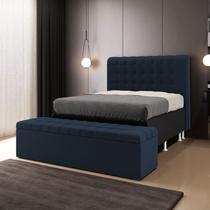 Kit Cabeceira Rana 195 King Decorativa e Calçadeira Alpha Z-007 Sued Azul Marinho Aradecor Kit Cabeceira Rana 195 King Decorativa e Calçadeira Alpha Z-007 Sued Azul Marinho Aradecor