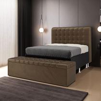 Kit Cabeceira Rana 195 King e Calçadeira Alpha N-029 Veludo Capuccino Aradecor