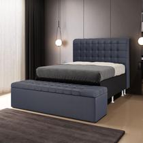 Kit Cabeceira Rana 195 Modulada Estofada e Calçadeira Alpha A-019 Couro Artificial Azul Aradecor Kit Cabeceira Rana 195 Modulada Estofada e Calçadeira Alpha A-019 Couro Artificial Azul Aradecor