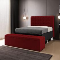 Kit Cabeceira Rana 195 para Cama Box King e Calçadeira Alpha Z-001 Sued Vermelho Aradecor Kit Cabeceira Rana 195 para Cama Box King e Calçadeira Alpha Z-001 Sued Vermelho Aradecor