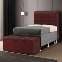 Kit Cabeceira Rana 90 e Calçadeira Alpha N-034 Veludo Bordô Aradecor