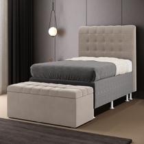 Kit Cabeceira Rana 90 para Cama Box de Solteiro e Calçadeira Alpha Z-006 Sued Capuccino Aradecor