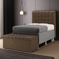 Kit Cabeceira Rana 90 Solteiro e Calçadeira Alpha N-029 Veludo Capuccino Aradecor