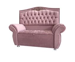 KIT Cabeceira + Recamier Baú Dunas Dubái veludo Rosê Linha Alta 1,40 casal Dalaqua-Decor