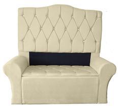 Kit Cabeceira + Recamier Luxo Com Botões Strass Estofada Para Cama Casal Queen 158 Cm - Suede - Sv Decor