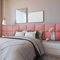 Kit Cabeceira Rosa 30x40cm Modulada Estofada para Cama Box King