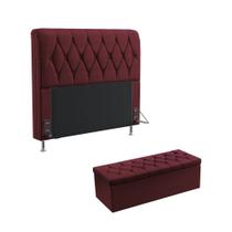 Kit Cabeceira Sirius 160 Para Cama Box Queen e Calçadeira Sagitarius N-034 Veludo Bordô Aradecor Kit Cabeceira Sirius 160 Para Cama Box Queen e Calçadeira Sagitarius N-034 Veludo Bordô Aradecor