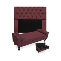 Kit Cabeceira Solteiro Lady 90 cm E Calçadeira Felix 90 cm Suede Bordo Kit Cabeceira Solteiro Lady 90 cm E Calçadeira Felix 90 cm Suede Bordo