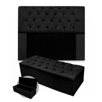 Kit Cabeceira Solteiro Mirage 90 cm E Calçadeira Mirage 90 cm Suede Preto