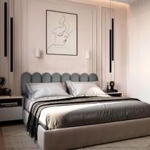 Kit Cabeceiras Adesivas de Cama Nuvem Box Casal King Estofada Cerquinha Várias Cores 45x20cm