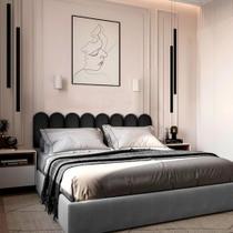 Kit Cabeceiras Adesivas de Cama Nuvem Box Casal King Estofada Cerquinha Várias Cores 45x20cm