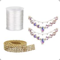 Kit Cabedal Corrente, Manta De Strass, Fio Seda