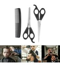 Kit Cabeleireiro Barbeiro Tesoura Desbaste e Pente 3 Pçs