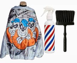 Kit Cabeleireiro Capa Personalizada Com Borrifador e Espanador