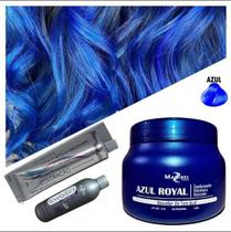 Kit Cabelo Azul Royal Matizador 250g Tinta 60g Ox 90ml - Mairibel / Hidratylife