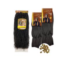 Kit Cabelo Orgânico 300Gr Cacheado + 2 Jumbo African Beauty 400Gr P/ Gypsy Braid