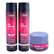 Kit Cabelo Shampoo Condicionador Máscara Pós Química Atrak Kit Cabelo Shampoo Condicionador Máscara Pós Química Atrak