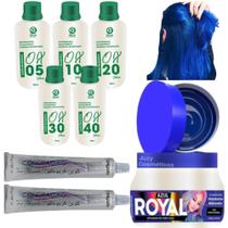Kit Cabelos Azul Matizador +2 Tinta C/ 2 Ox90ml Kit Cabelos Azul Matizador +2 Tinta C/ 2 Ox90ml