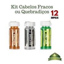 Kit Cabelos Fracos e Quebradiços c/ 12 Ampolas Dose Concentrada