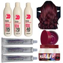 Kit Cabelos Marsala Matiz 250g + 3 Tinta C/ Ox 450ml