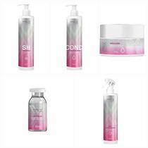 kit cabelos olesosos finos delicados leve com 5 produtos shampoo mascara ampola condicionador e leave in