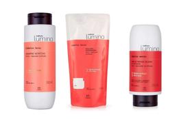 kit cabelos secos Lumina Natura shampoo máscara refil + creme de pentear