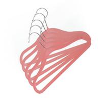 Kit Cabide Veludo Vizapi Infantil Bebê Velvet com 5 29x20cm Com Barra Para Calca Rosa Bebe