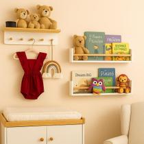 Kit Cabideiro +2 Prateleiras Infantil 50cm Pinus Montessori Kit Cabideiro +2 Prateleiras Infantil 50cm Pinus Montessori
