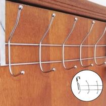 Kit Cabideiros com Ganchos para Portas - Suporte para Porta Metal Cromado Sem Furos