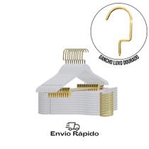 Kit Cabides Infantil De Madeira Branco C/ Presilhas e Gancho Luxo -50 unidades