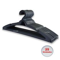 Kit Cabides Preto para Camisas 25 peças Básico Plástico Ficone Decor