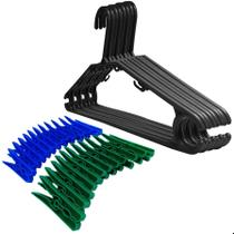 Kit Cabides Preto Plástico Reforçados E Antideslizantes Para Adultos Com Fragrância De Talco E 12 Prendedores de Roupa