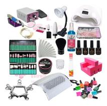 Kit Cabine Lixa Elétrica Luminária Gel Óleo Pincel Aspirador