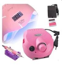 Kit Cabine Sun 5 Led Uv 48w + Lixa Lixadeira Porquinho 45000 Profissional Nail Drill Manicure Master Motorzinho Elétrica Kit Cabine Sun 5 Led Uv 48w + Lixa Lixadeira Porquinho 45000 Profissional Nail Drill Manicure Master Motorzinho Elétrica