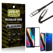 Kit Cabo 2 Pontas Tipo C Moto G5G Plus + Capa + Película 3D