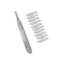 Kit Cabo Bisturi N4 Abc Instrumentos + 10 Laminas Bisturi N21 Multilaser