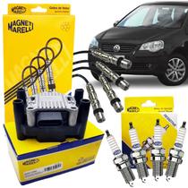 Kit Cabo + Bobina + Jogo Velas Polo 1.6 8v 2012 2013 Marelli